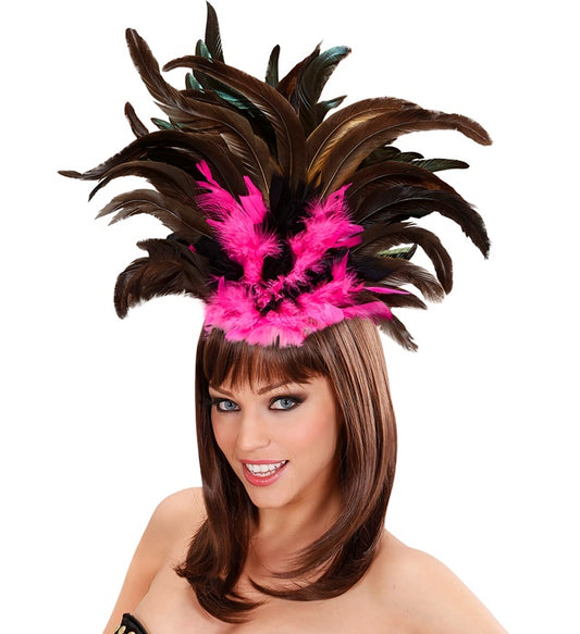Copacabana Feathered Headband - Black/Pink