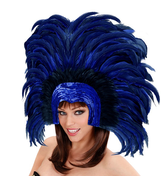 Feathered Brazil Headdress - Blue