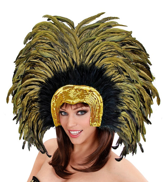 Feathered Brazil Headdress - Gold