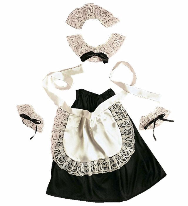 French Maid Dress-Up Set Headpiece, Choker, Cuffs, Skirt, Apron