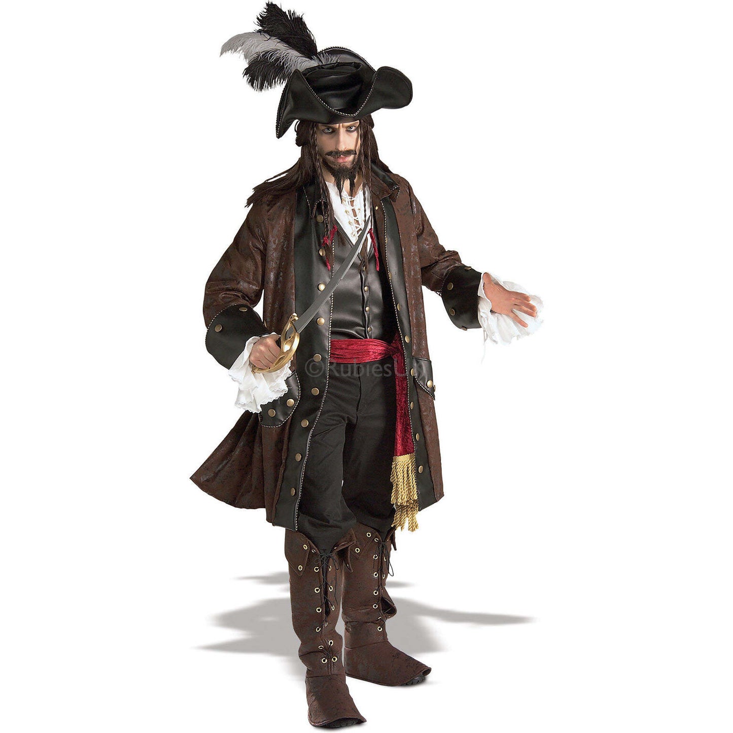Caribbean Pirate Collector's Edition Mens Brown Jack Sparrow Costume 1