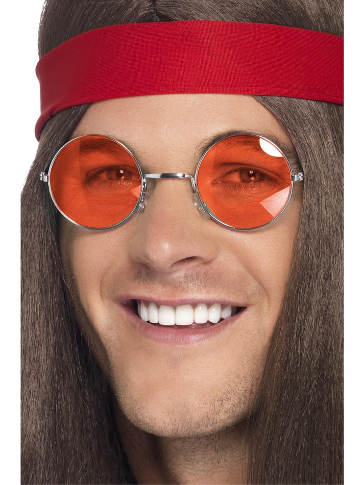 Hippie Specs Adult Silver Coloured Frame 60s Festival Groovy Costume Glasses