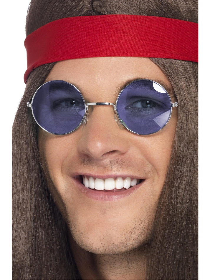 Hippie Specs Adult Silver Coloured Frame 60s Festival Groovy Costume Glasses