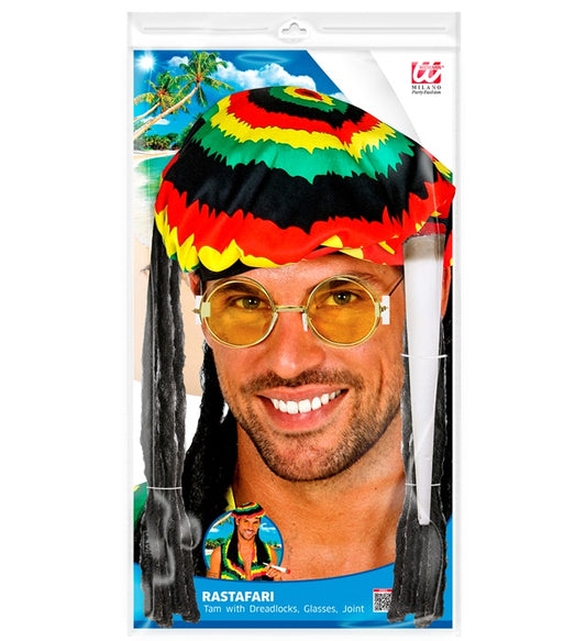 Rastafari Tam With Dreadlocks, Glasses, Joint