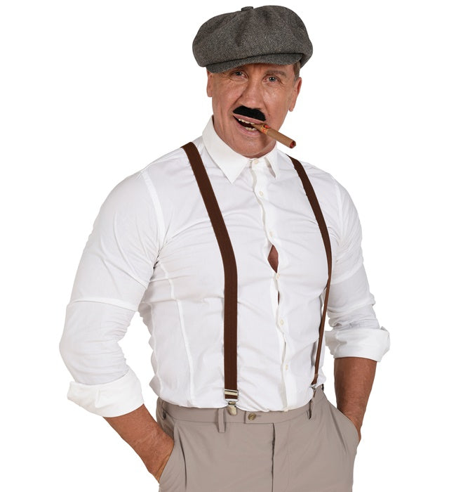 The Roaring 20S Fashion Cap, Braces, Moustache, Cigar