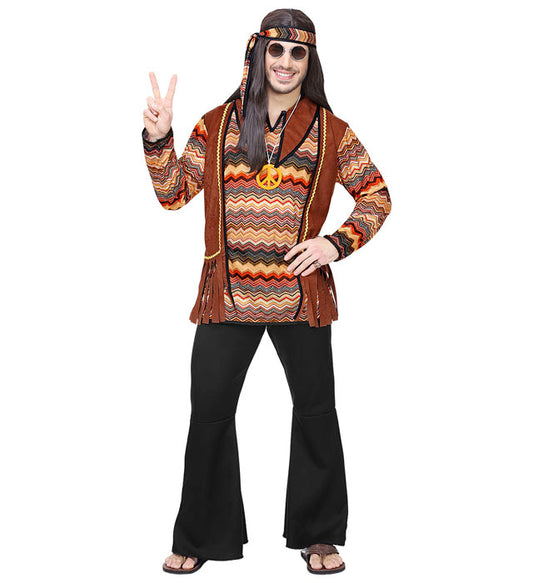 Hippie Shirt With Vest, Pants, Headband, Necklace