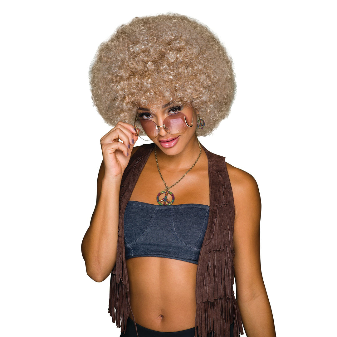 70s Afro Blonde Brown Wig_1