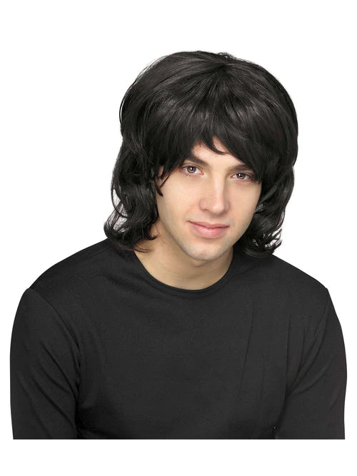 70s Mens Shag Wig Black Costume Accessory_1