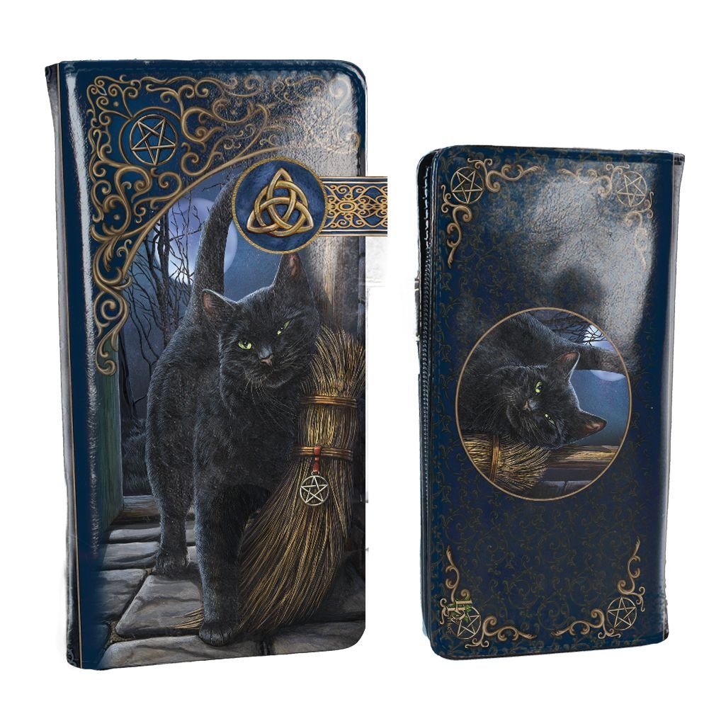 Nemesis Now Lisa Parker A Brush With Magick Cat Purse Navy Embossed 18.5cm