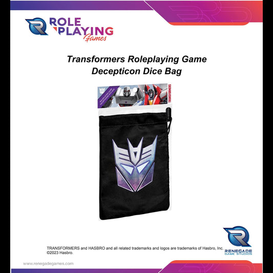 Renegade Game Studios: Transformers RPG Decepticon Dice Bag - Roleplaying Game Accessory, Locking Drawstring,, Double-Lined Fabric 2
