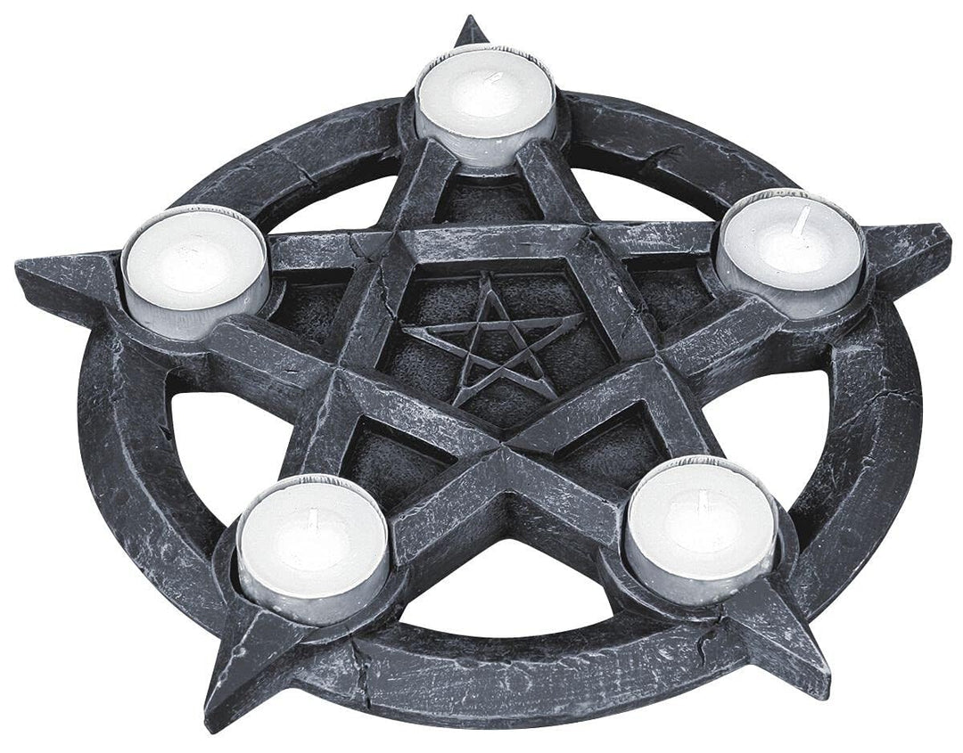 Pentagram Gothic Wiccan Tealight Holder Tealights 26cm