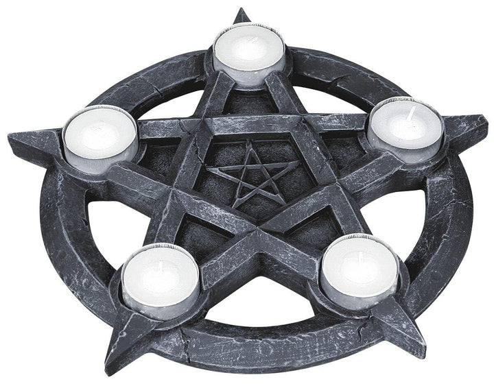 Pentagram Gothic Wiccan Tealight Holder Tealights 26cm