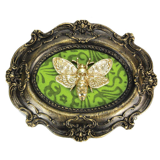 Moth Macabre Baroque Framed Deaths Head Wall Plaque 22.3cm 2