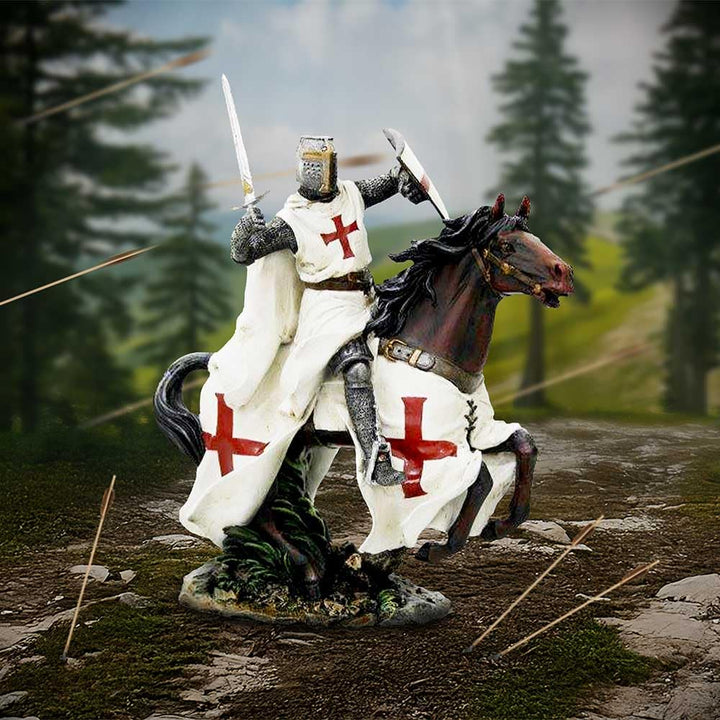 Take to Your Steed a Medieval Templar Knight Figurine 28cm