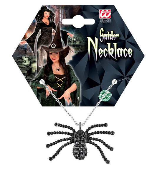 Black Strass Spider Necklace