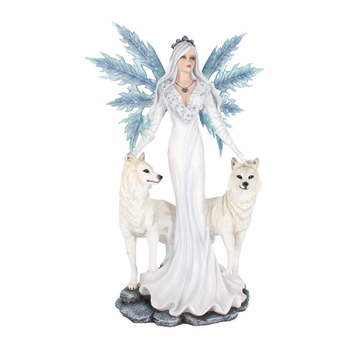 Aura Large Ice Fairy with Two Winter Wolf Companions Figurine 60.5cm