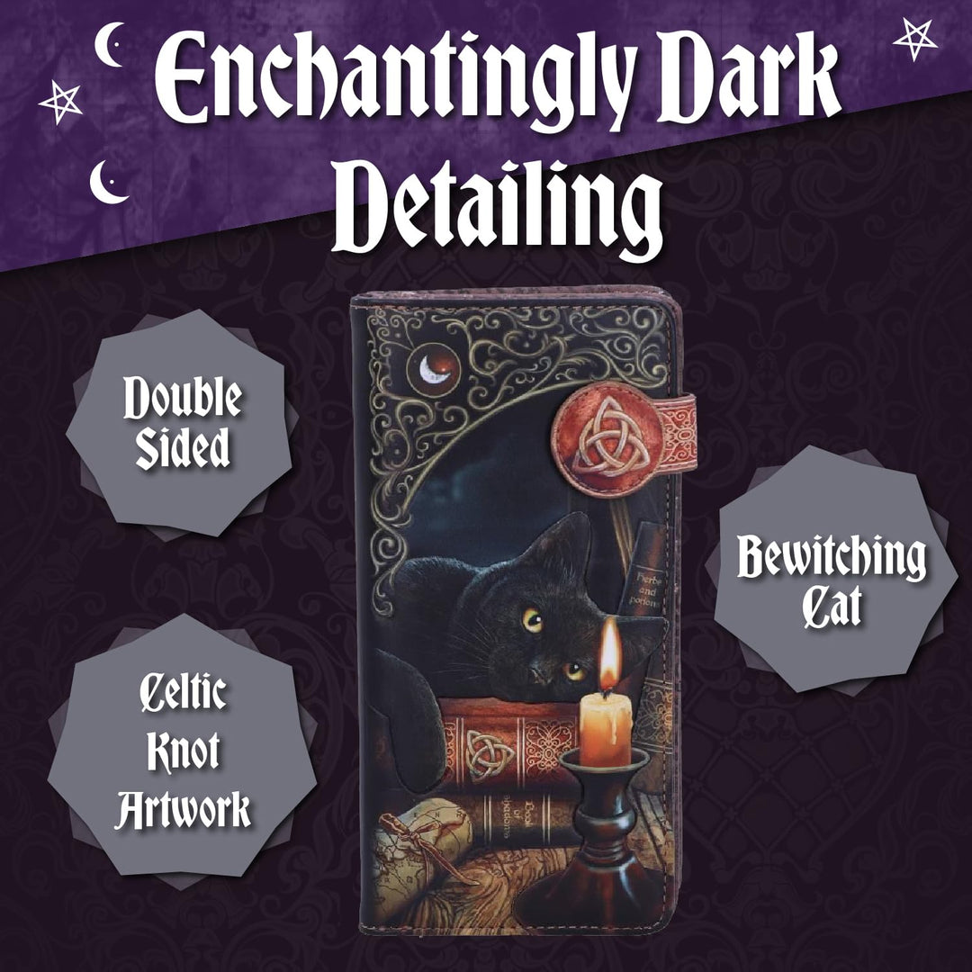 Lisa Parker Witching Hour Cat Witch Purse Black Embossed 18.5cm