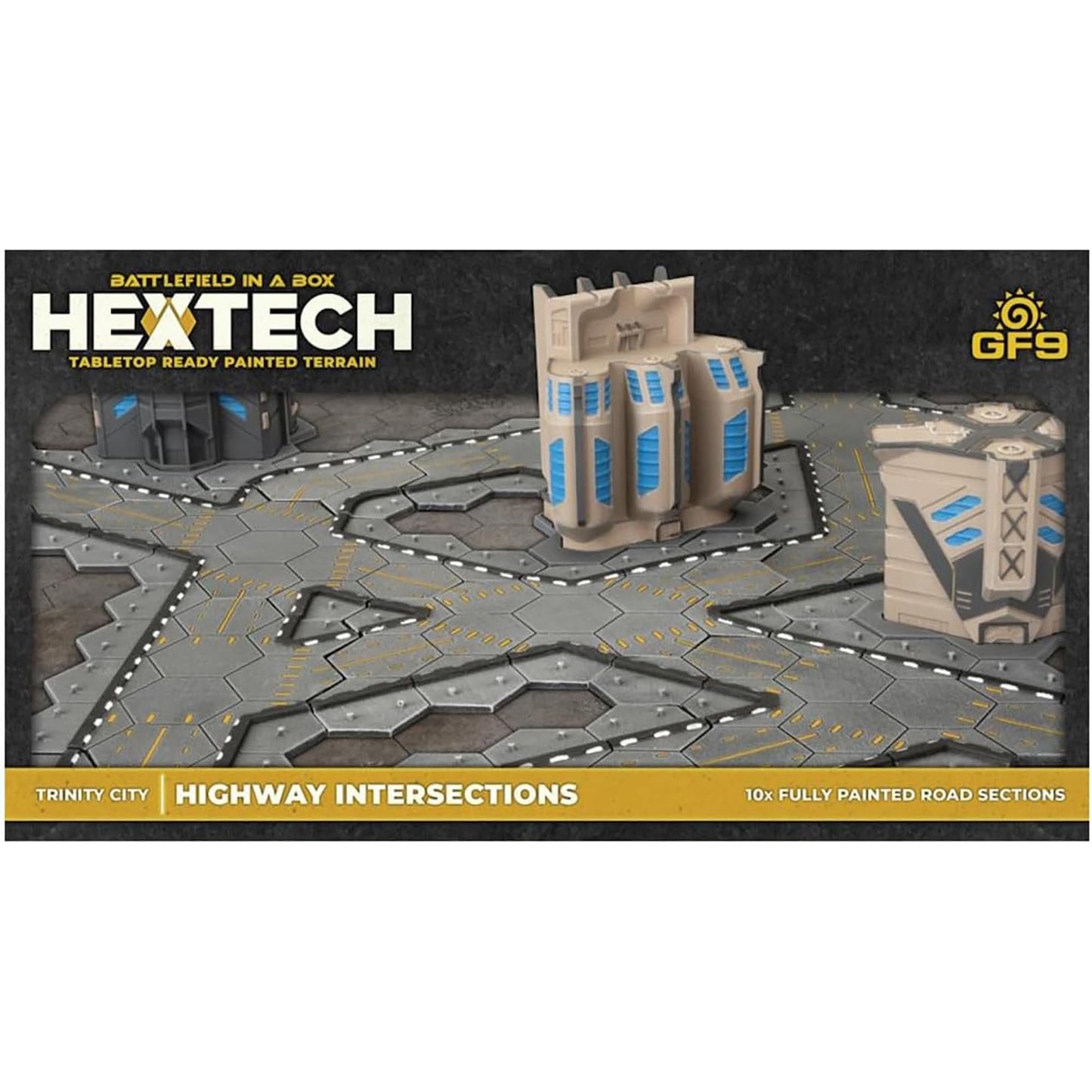 GF9: Hextech Trinity City: Highway Intersections - 10 Road Sections, Battlefield in A Box, Tabletop Ready Painted Terrain, Sci-Fi, RPG Accessory 5