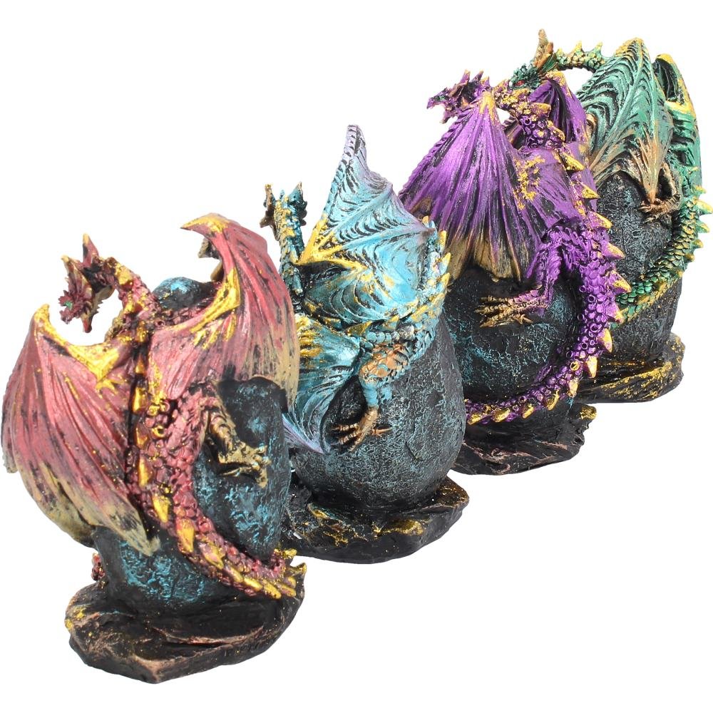 Geode Keepers set of 4 lightup dragon crystal figurines 12cm