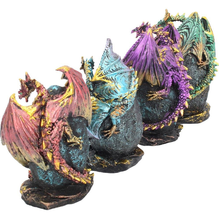 Geode Keepers set of 4 lightup dragon crystal figurines 12cm