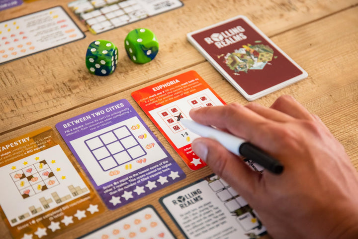Rolling Realms A Light Strategic Roll-and-Write Board Game for Families and Adults