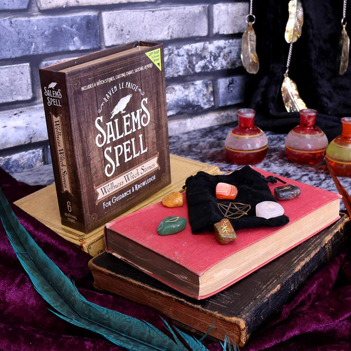 Salems Spell Kit Set of Six Witches Wellness Stones in Decorated Box Salems
