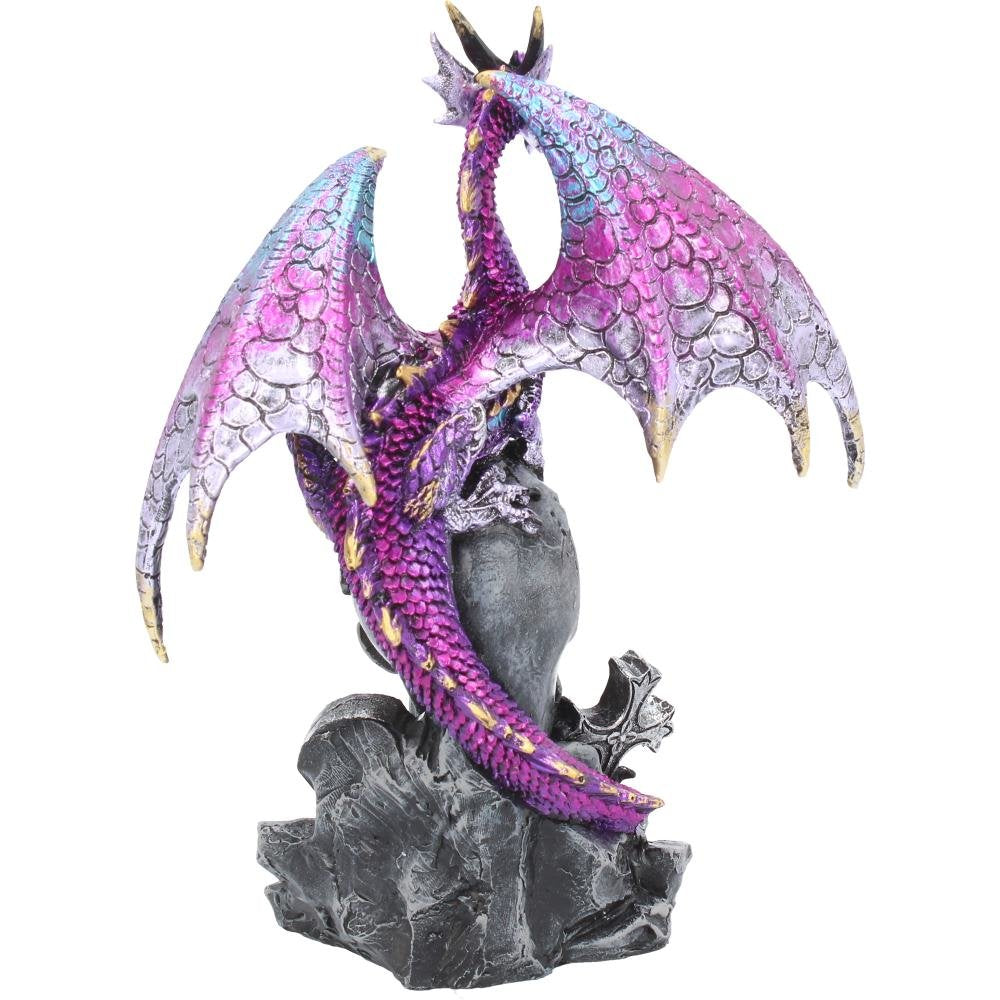 Loyal Defender Figurine Fantasy Gothic Dragon and Skull Ornament 22.5cm