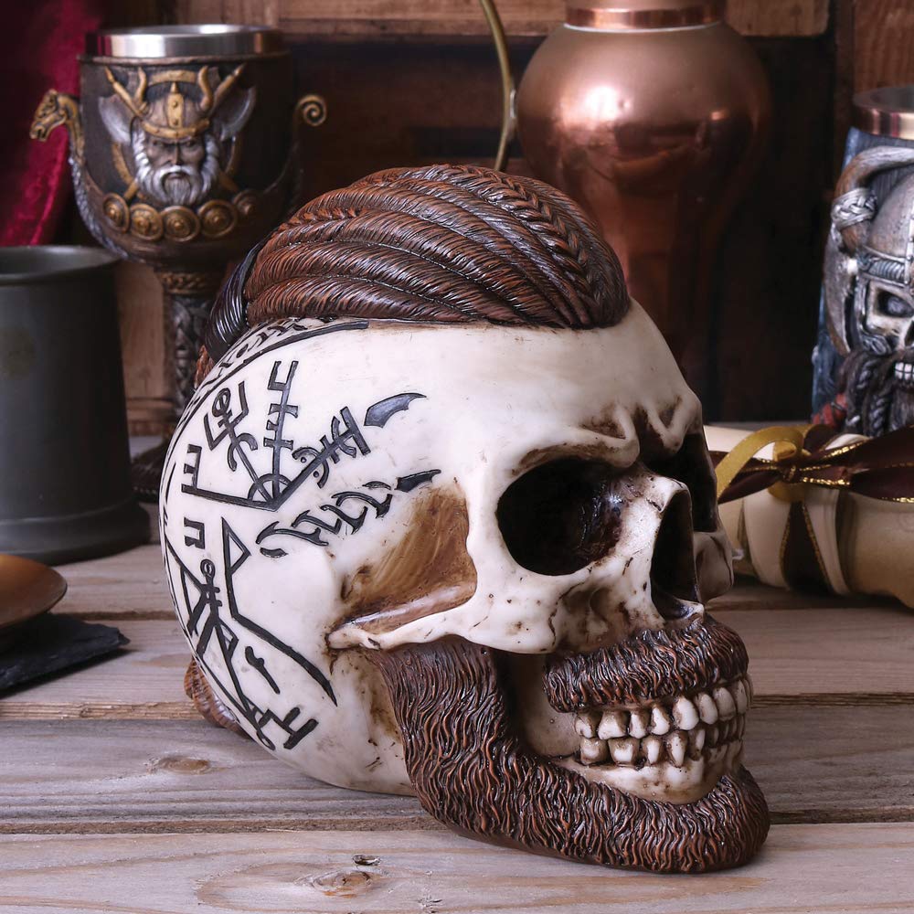 Ragnar Viking Skull Ornament 16cm Runic Compass 6