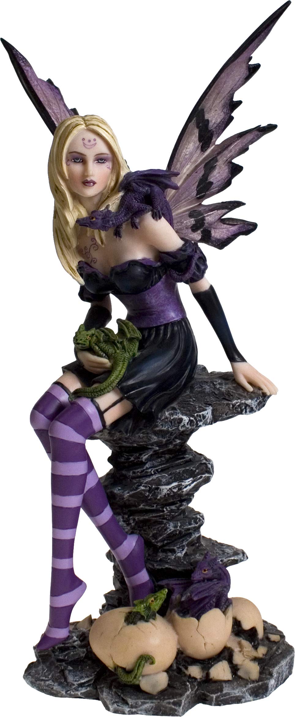 Amethyst and Hatchlings 255cm Purple Fairy Baby Dragon Figurine 25.5cm