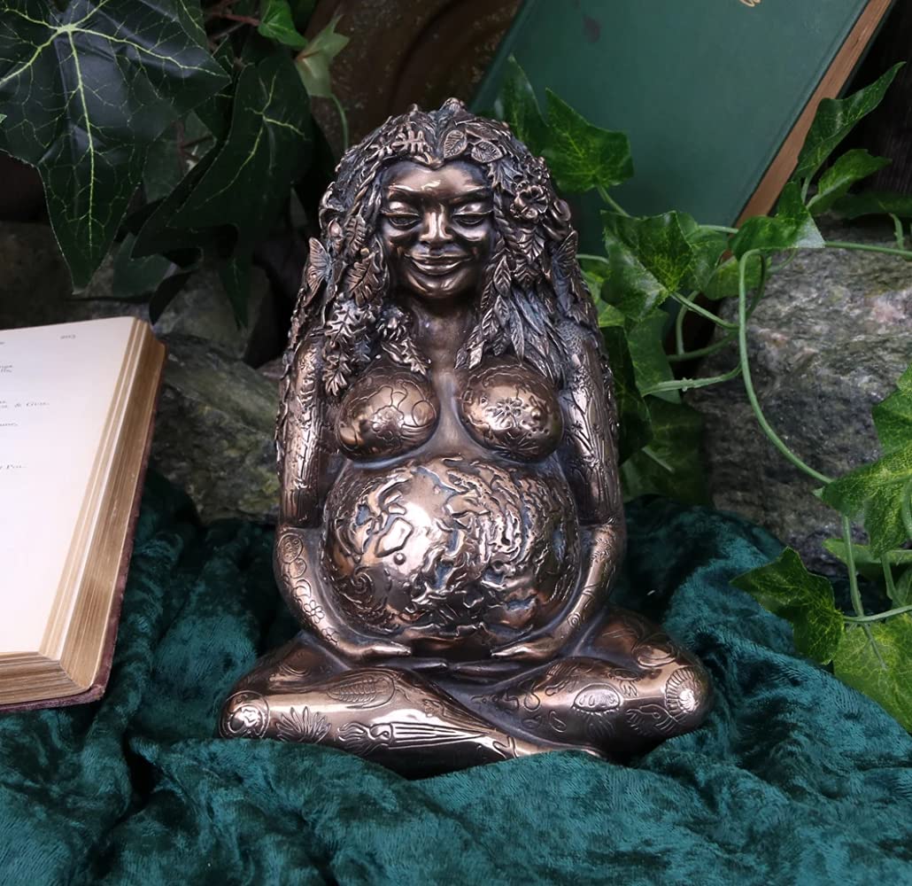 Mother Earth Bronze Finished Gaia Figure by Oberon Zell 17.5cm