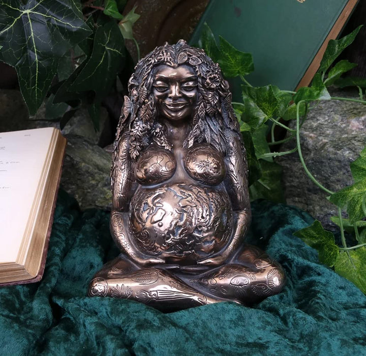 Mother Earth Bronze Finished Gaia Figure by Oberon Zell 17.5cm
