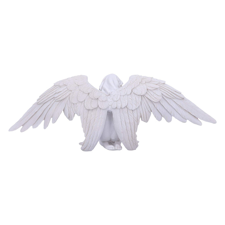 White Angels Offering Kneeling Caped Angel Figurine 38cm
