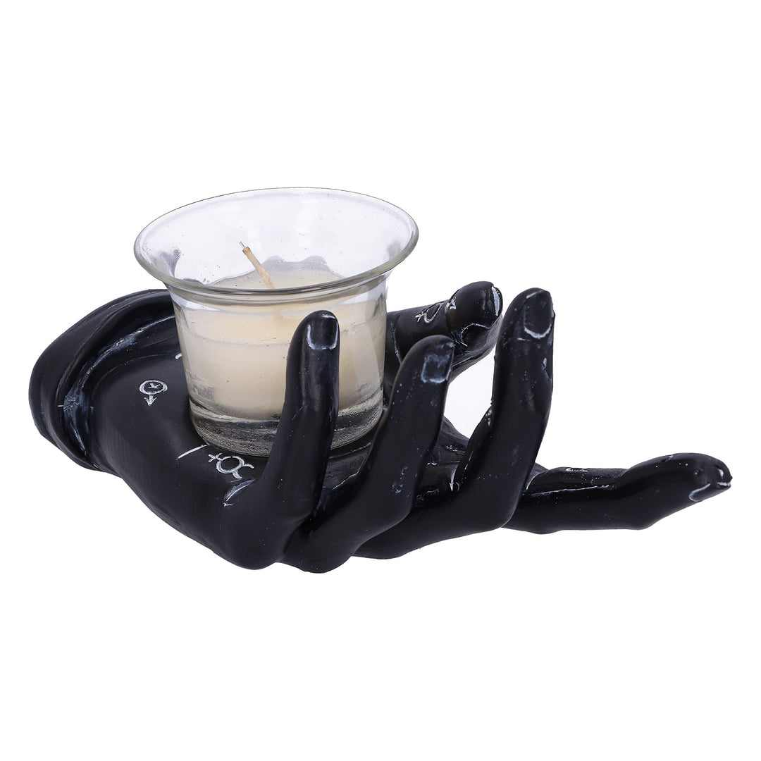Palmists Prediction Black Chiromancy Hand Candle Holder 18.3cm