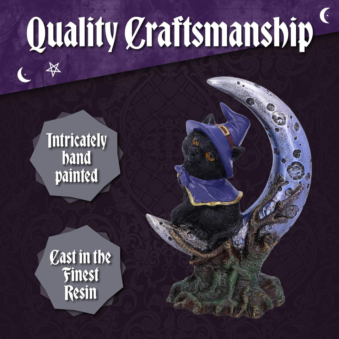 Sooky Witches Familiar Black Cat and Crescent Moon Figurine 11.5cm