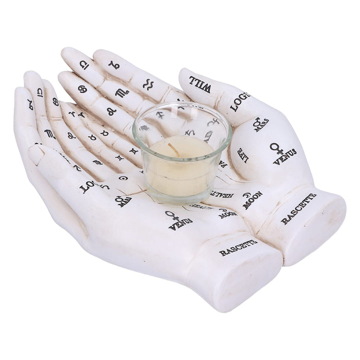 Palmists Guide White Chiromancy Hands Candle Holder 22.3cm
