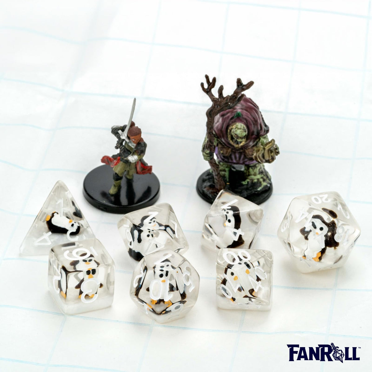 Resin Poly Dice Set Penguin Dice Gaming Accessory by Metallic Dice 9