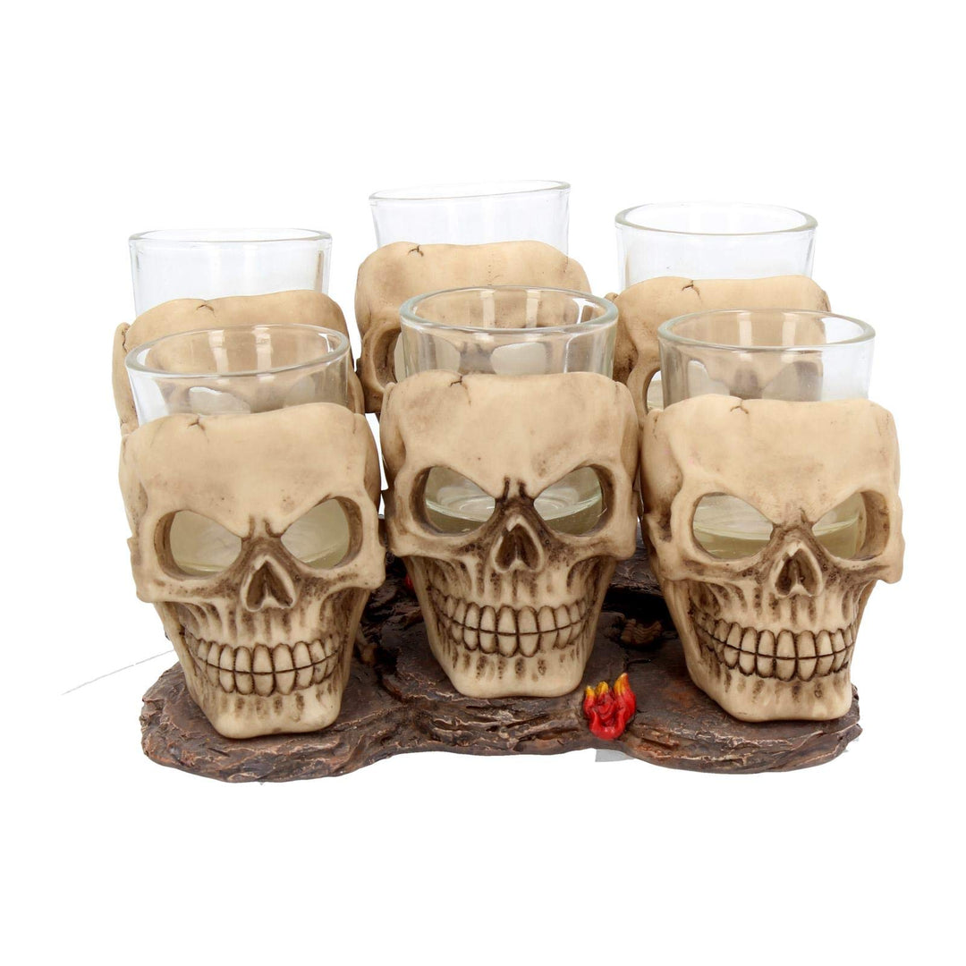 Six Shooter Skulls Skull Shot Glass Set 10cm of 6