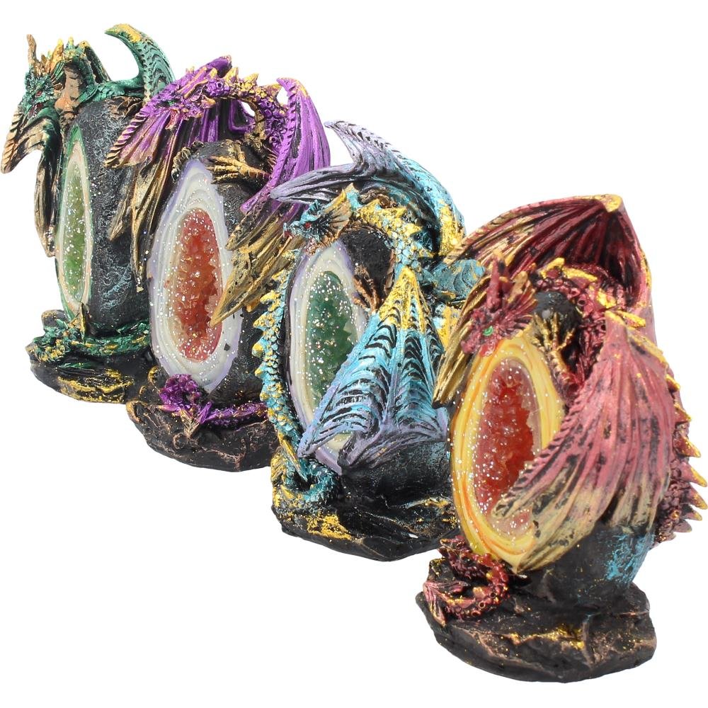 Geode Keepers set of 4 lightup dragon crystal figurines 12cm