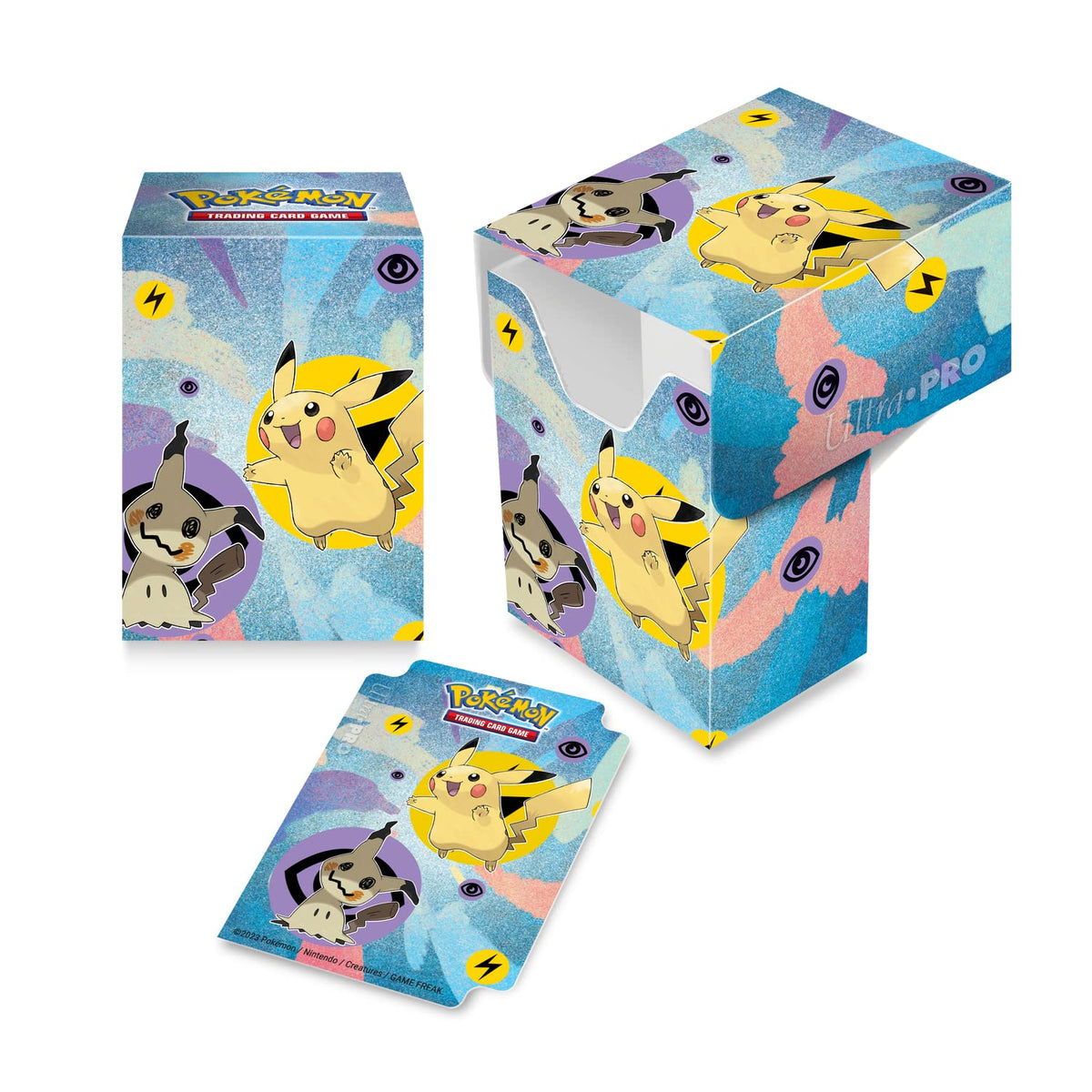 Ultra Pro - Pokémon Pikachu & Mimikyu Full View Deck Box 75+ for Collectible Cards - Protect & Store Collectible Cards, Trading Cards, & Gaming Cards, Self Locking Lid Deck Box 1