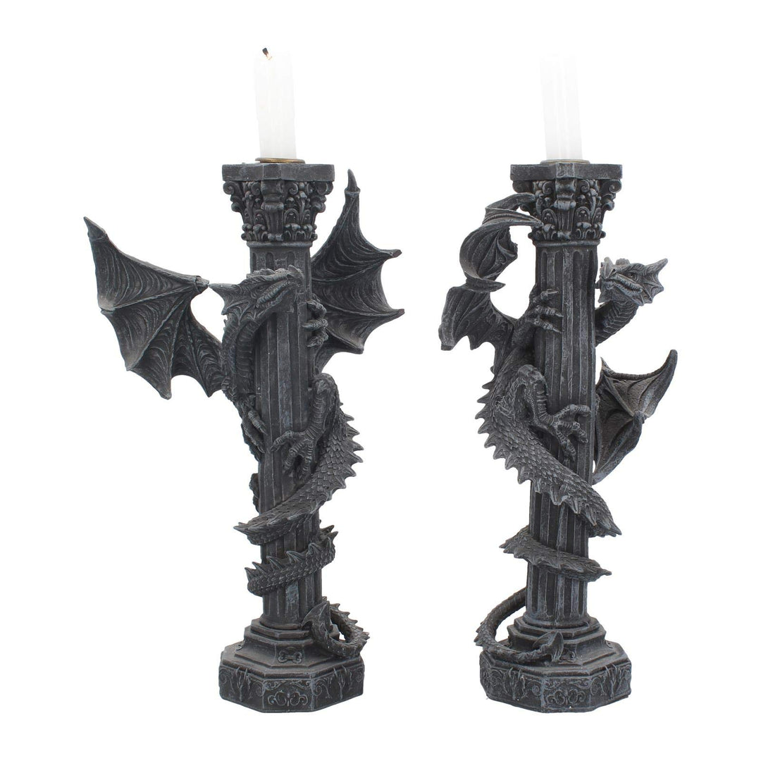 Guardians of the light Dragon Candle Holders Set 2 28cm