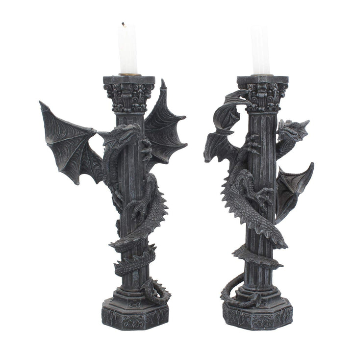 Guardians of the light Dragon Candle Holders Set 2 28cm