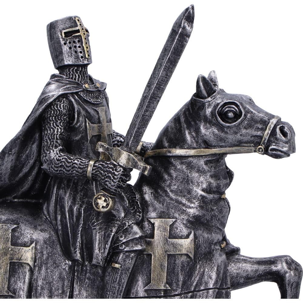 To Serve a Majestic Templar Knight Figurine on Horseback 16cm