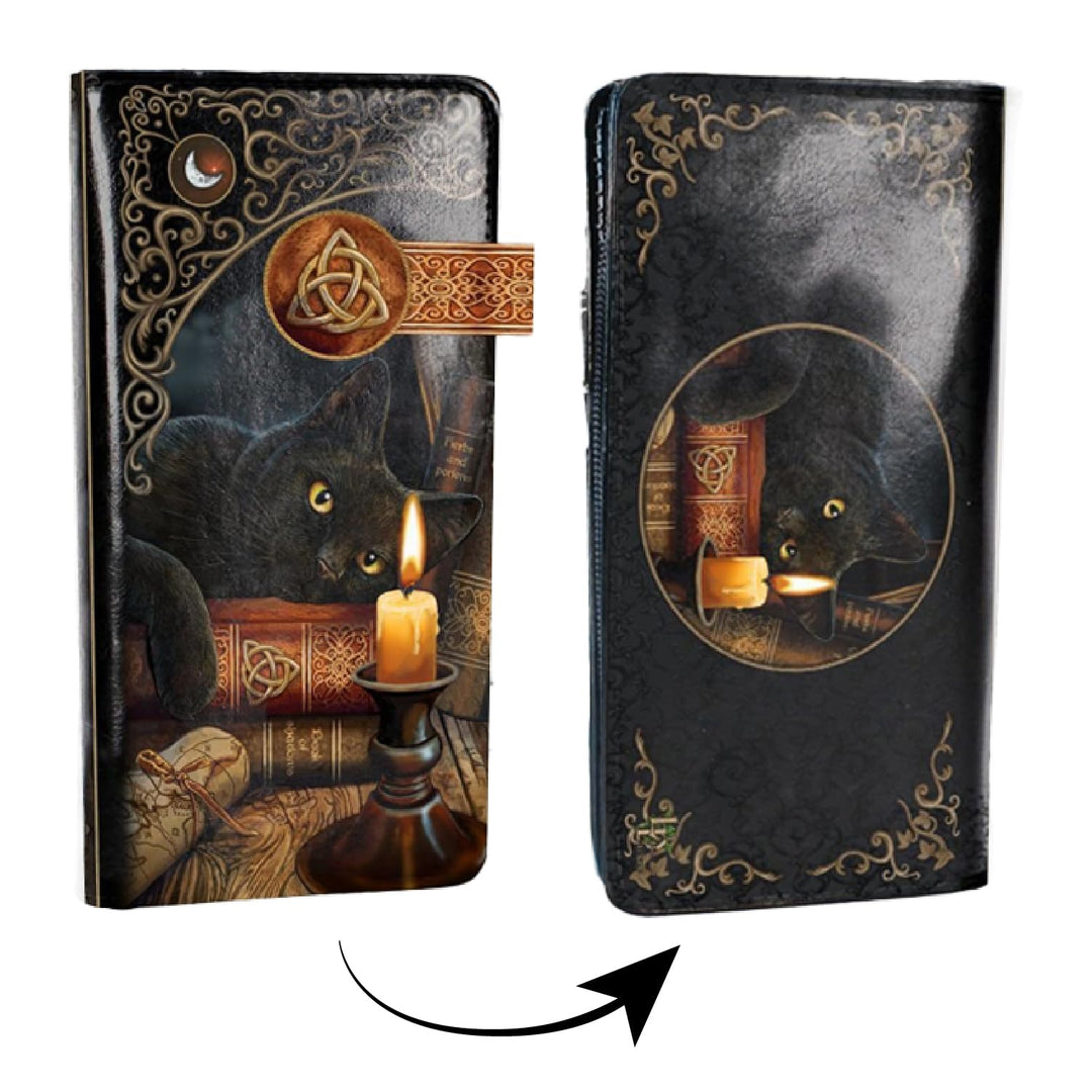 Lisa Parker Witching Hour Cat Witch Purse Black Embossed 18.5cm