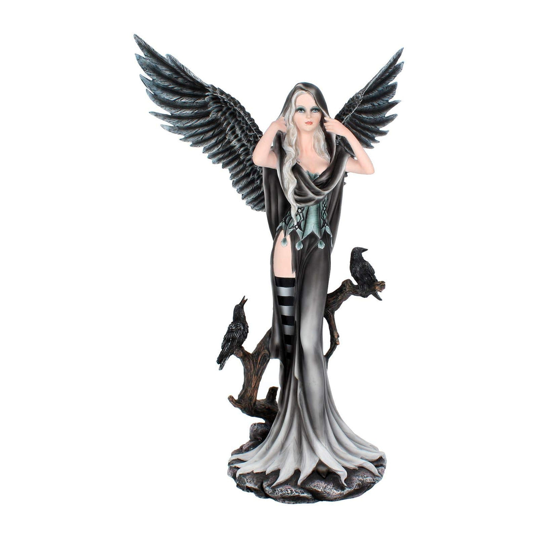 Sorrel Large Dark Angel Fairy and Raven Figurine Sorrel 62.5cm