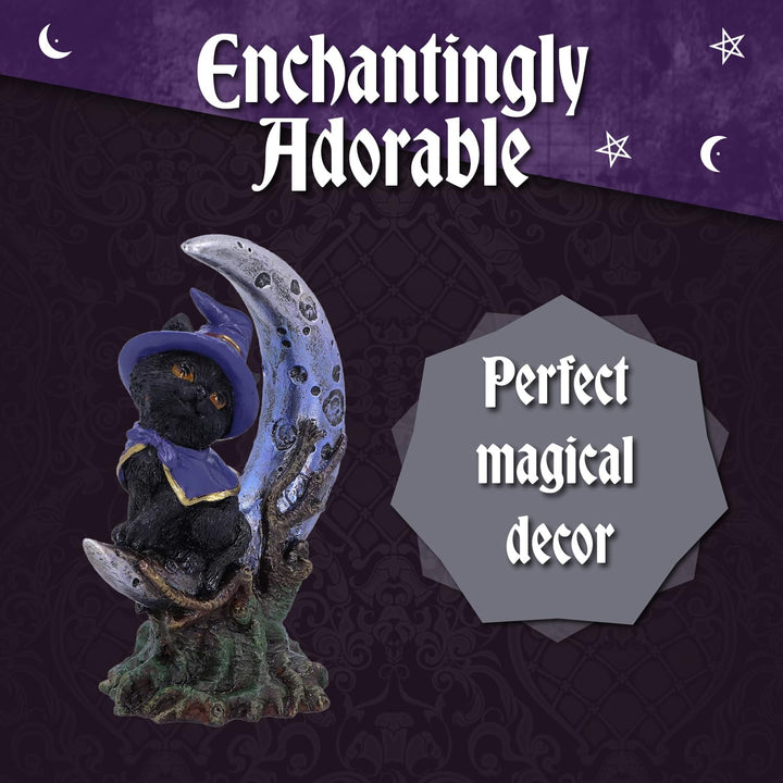 Sooky Witches Familiar Black Cat and Crescent Moon Figurine 11.5cm