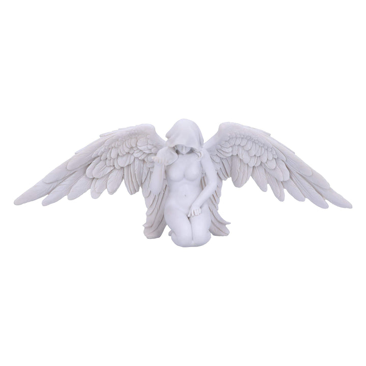 White Angels Offering Kneeling Caped Angel Figurine 38cm