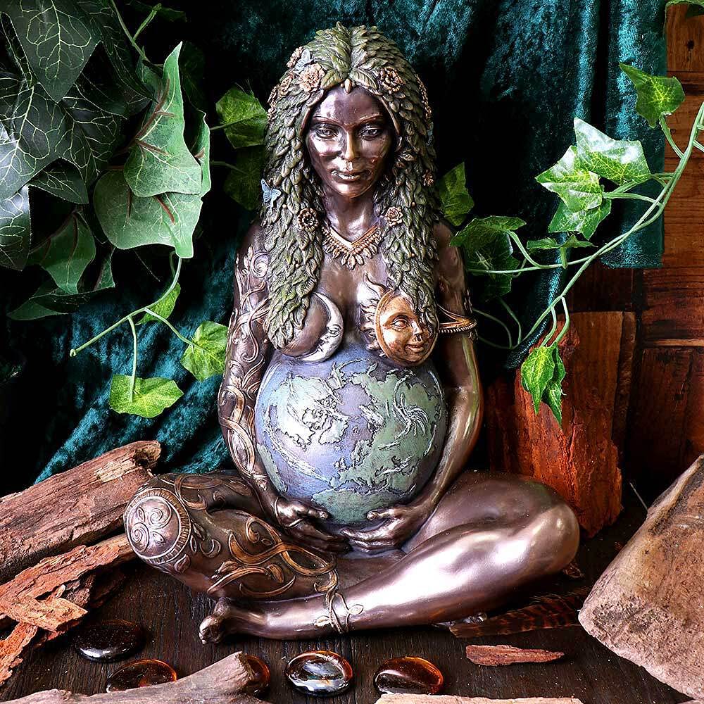 Ethereal Mother Earth Gaia Art Statue Bronze Figurine 30cm