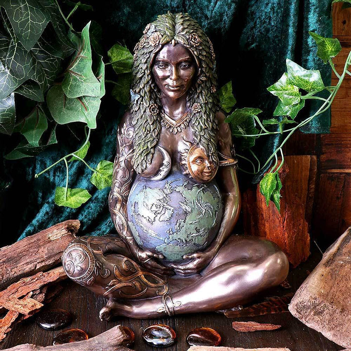 Ethereal Mother Earth Gaia Art Statue Bronze Figurine 30cm
