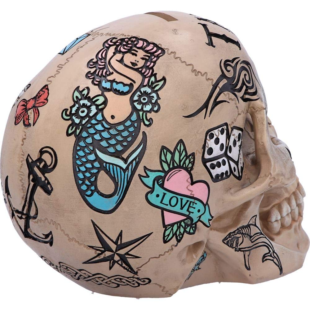 Natural Bone Coloured Traditional Tribal Tattoo Fund Skull