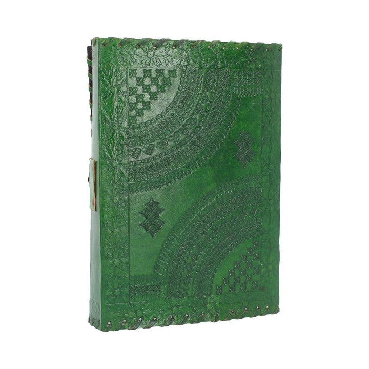 Real Leather Greenman Green Embossed Journal with Lock 25 x 18cm